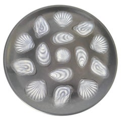 Large Oyster Plate in Ceramic BlACK and White Color, 1960 France by Elchinger