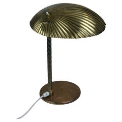 Large Paavo Tynell Full Brass Seashell Table Lamp Model 5321, Taito Oy 1940s