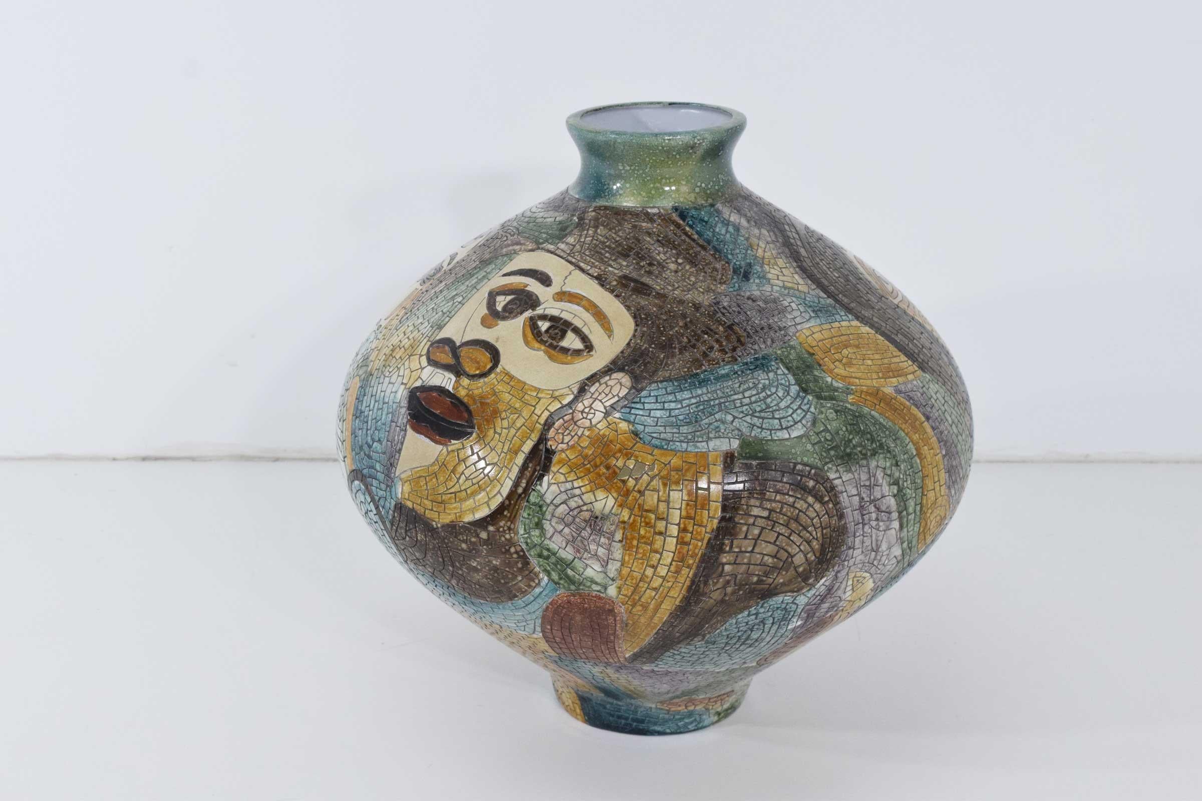 Large Pablo Picasso Mosaic Ceramic Vase 4