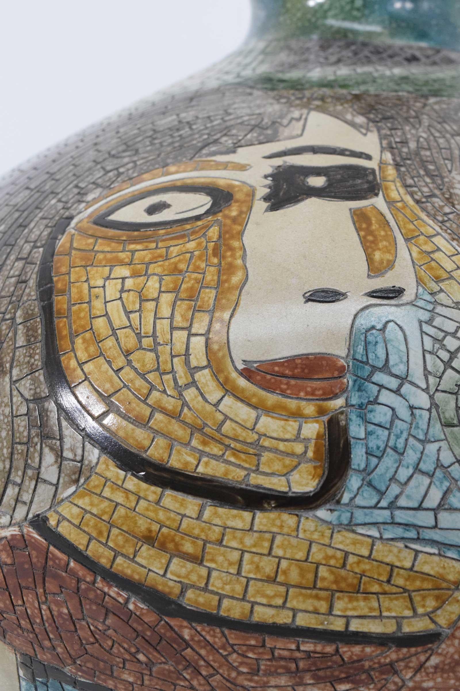 20th Century Large Pablo Picasso Mosaic Ceramic Vase