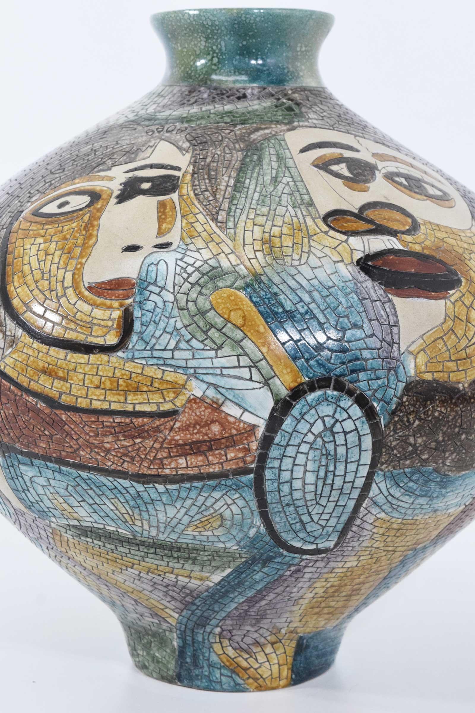 Large Pablo Picasso Mosaic Ceramic Vase 1
