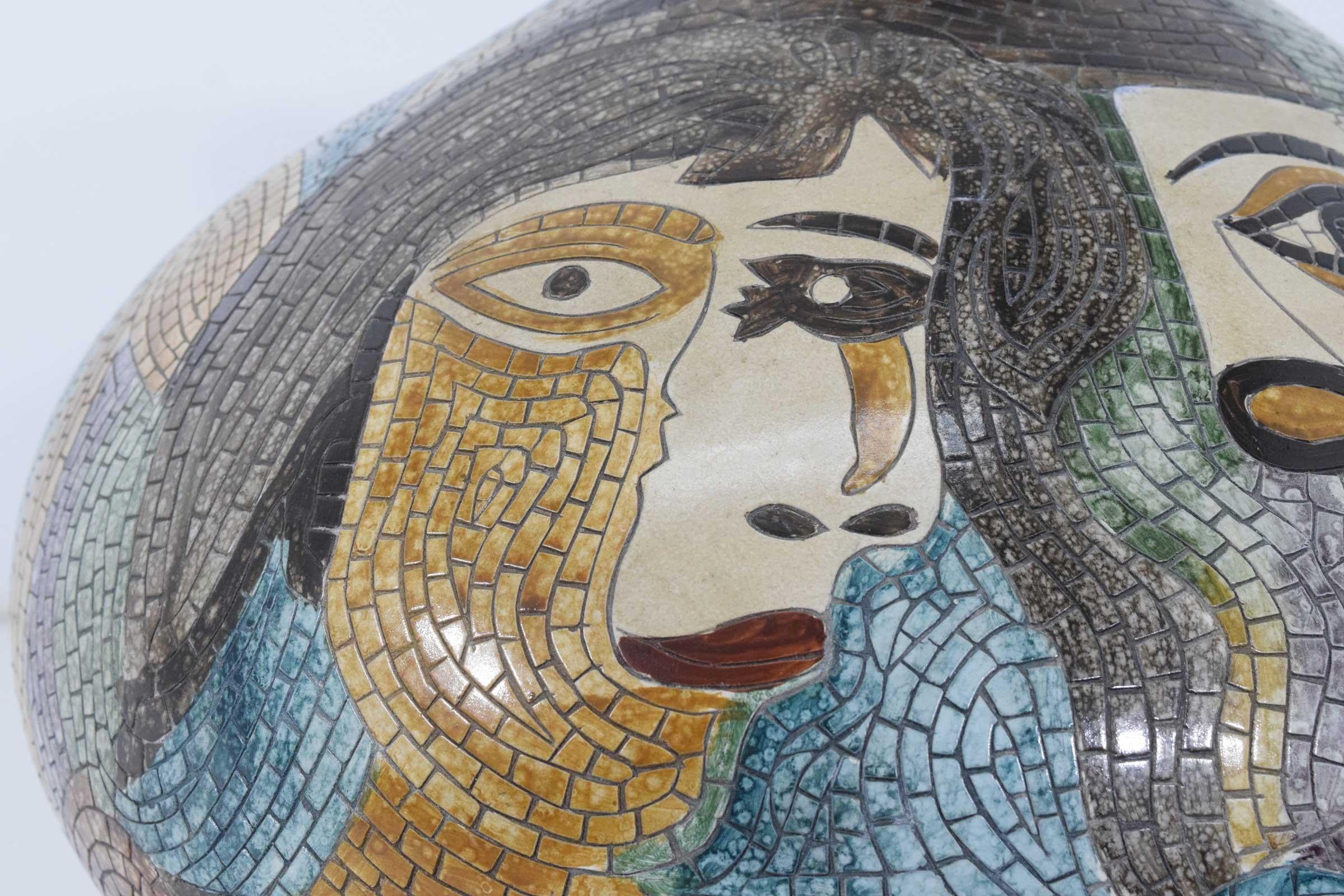 Large Pablo Picasso Mosaic Ceramic Vase 2