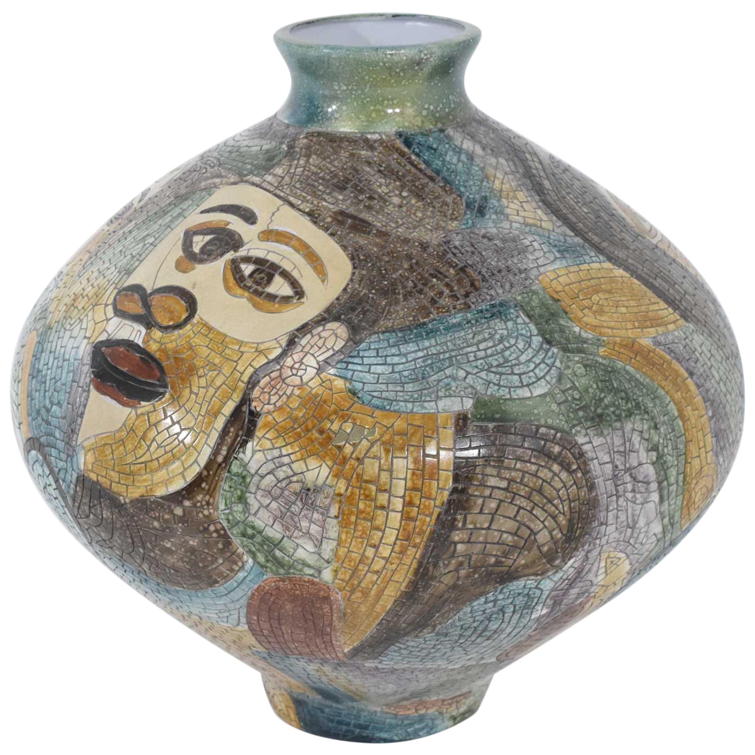 Large Pablo Picasso Mosaic Ceramic Vase