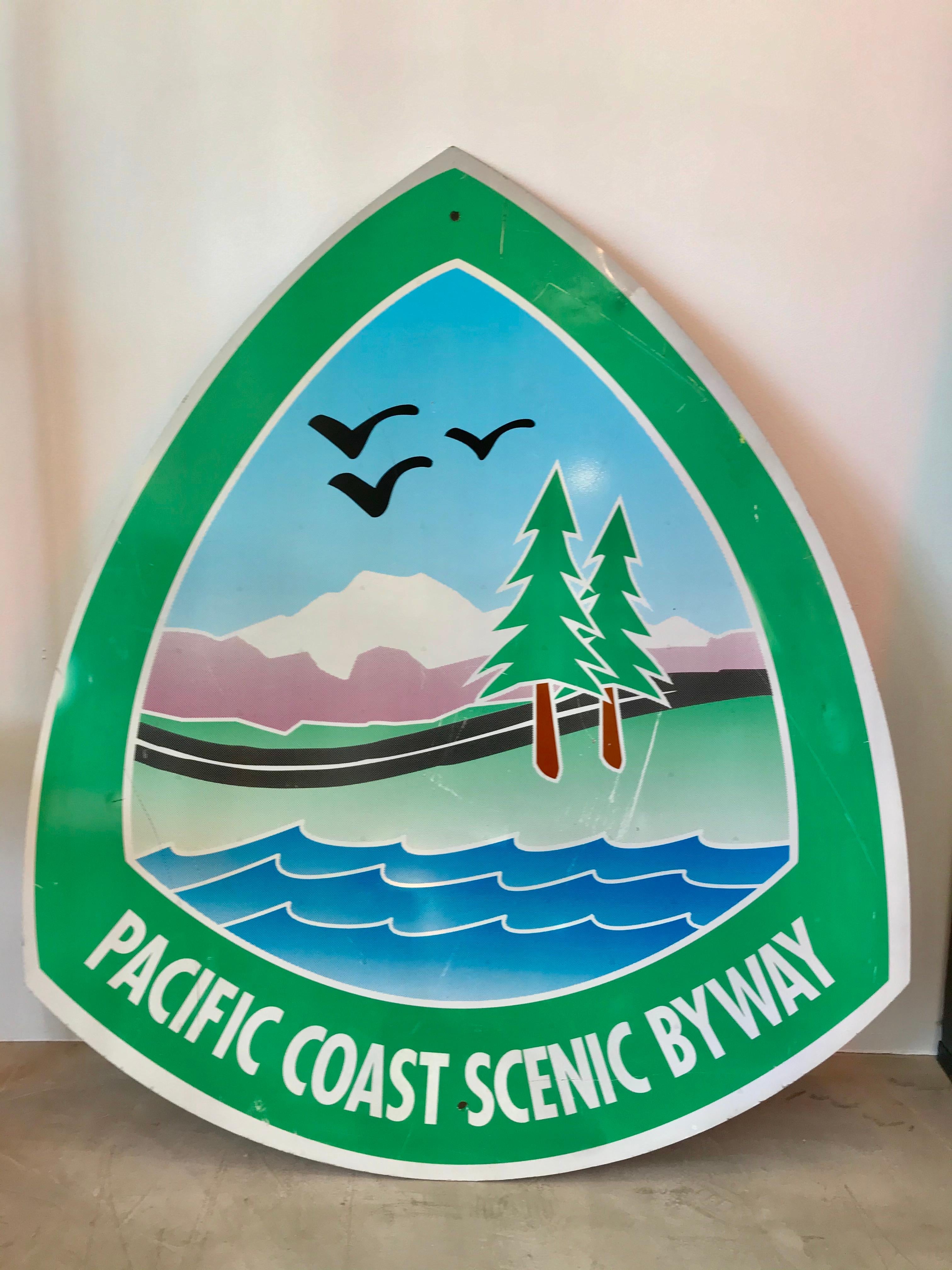 Large vintage Pacific Coast Highway sign reading 