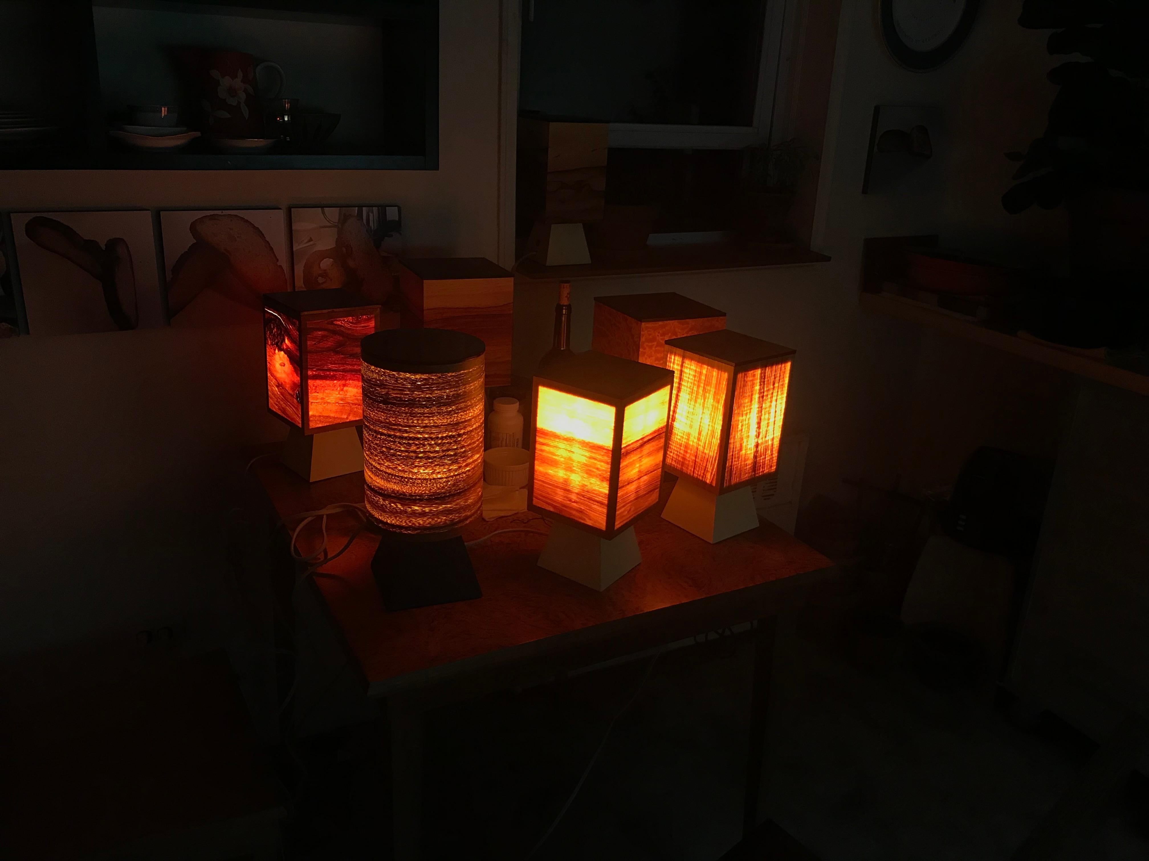 Hand-Crafted Large Padauk Cubix Lamp For Sale