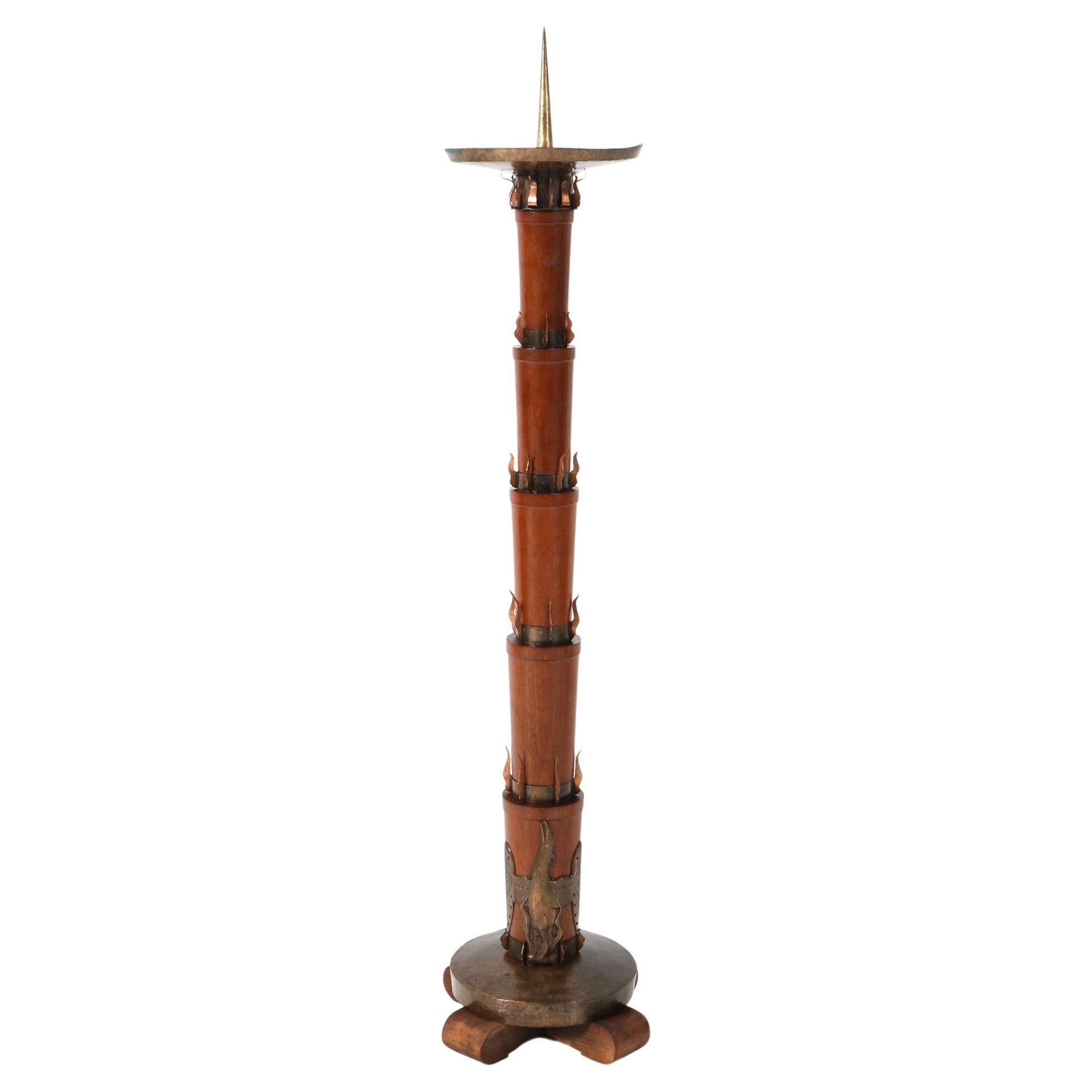 Art Deco Padouk Large Candlestick, 1930s For Sale