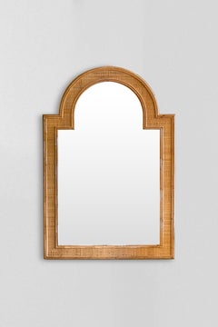 Large Pagoda mirror in rush and wicker 1980