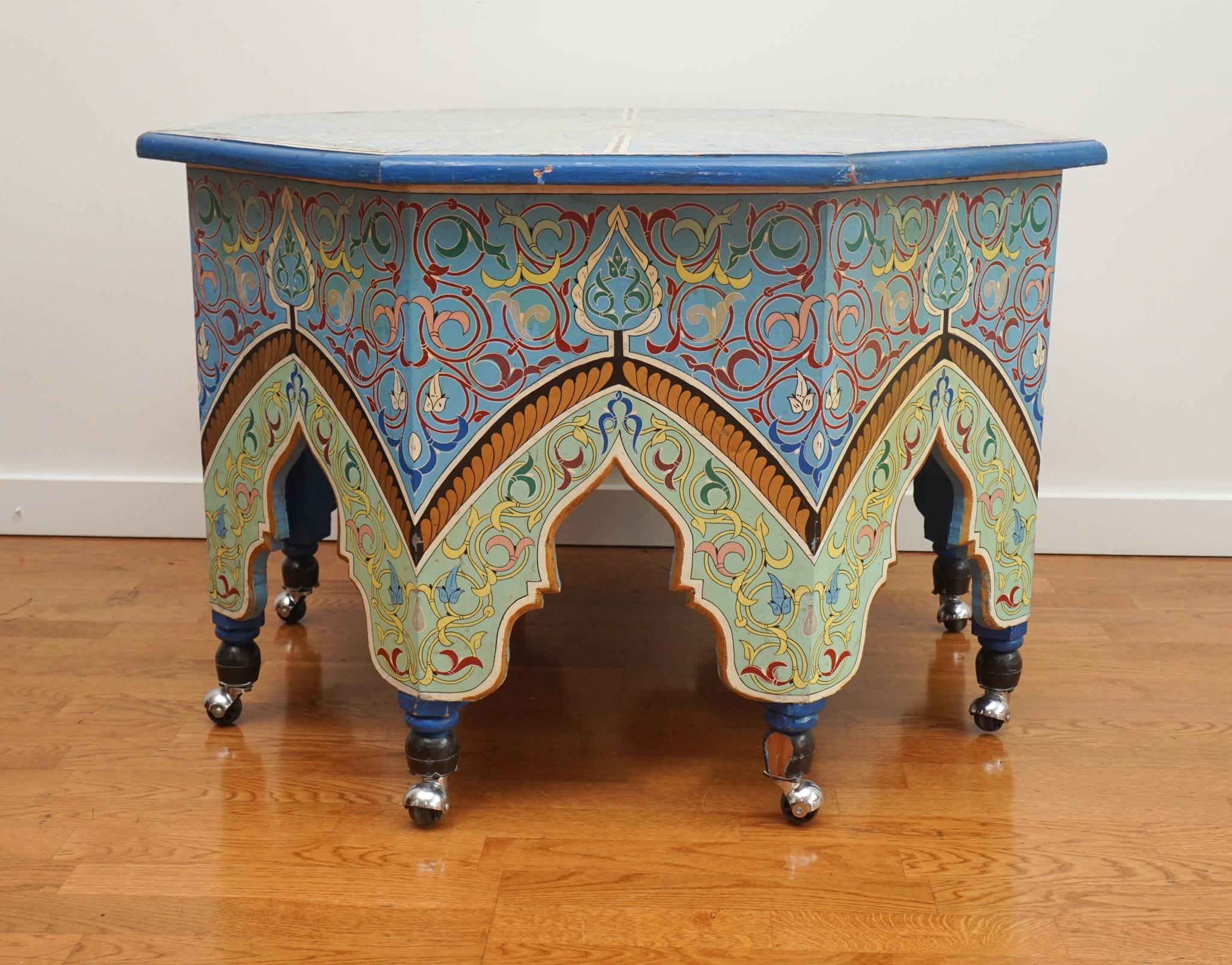 Moorish Large Paint Decorated Moroccan-Style Occasional Table