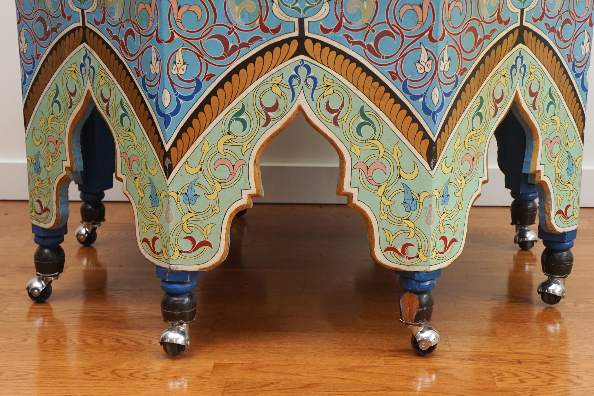 Unknown Large Paint Decorated Moroccan-Style Occasional Table