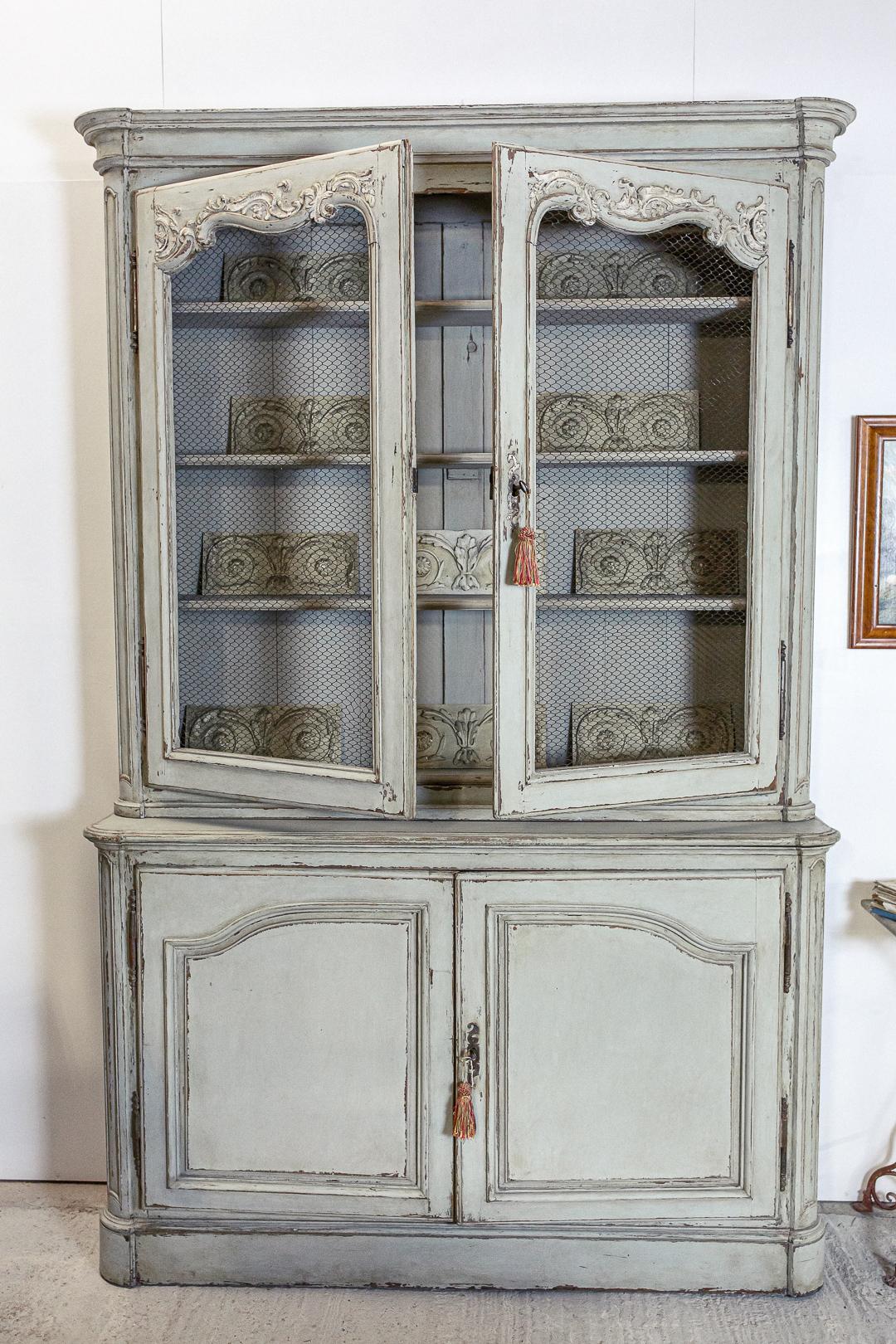 Large Painted 19th Century Bookcase or Buffet de Corps 8