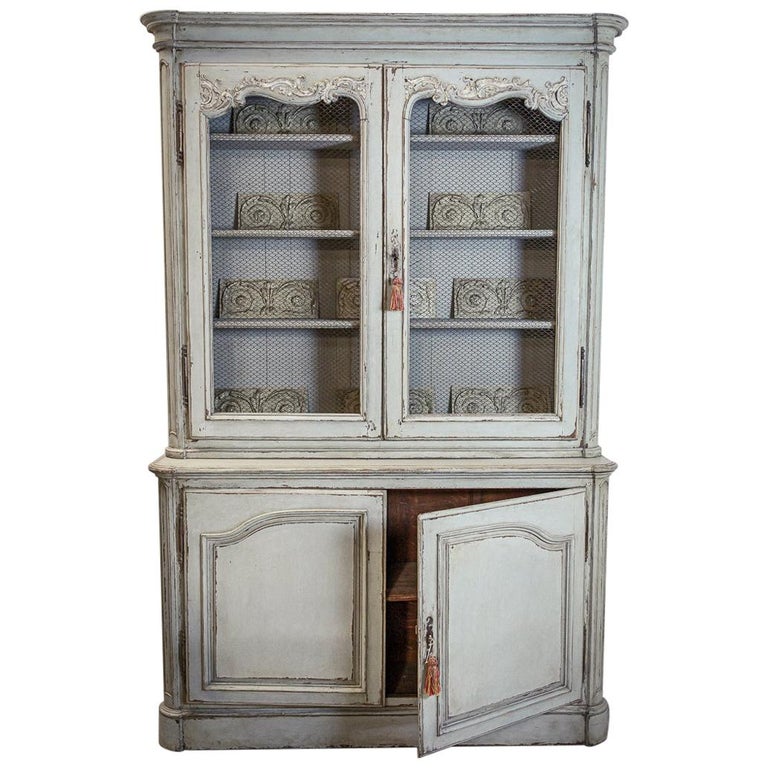 Large Painted 19th Century Bookcase or Buffet de Corps at 1stDibs