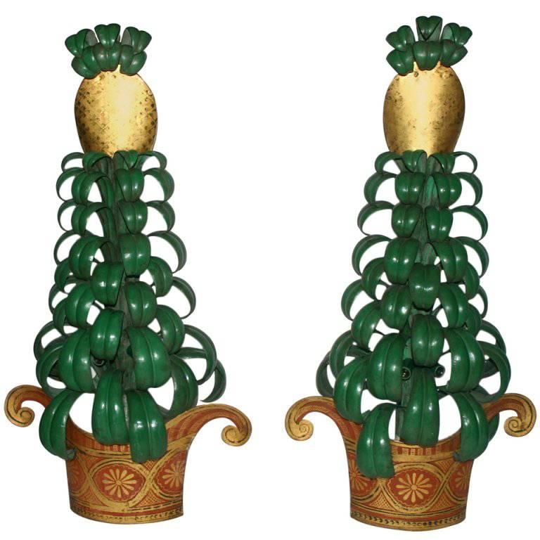 Pair of Large Painted Tole Sconces