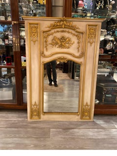 Large Painted and Gilt Wood Trumeau Mirror by Friedman Brothers