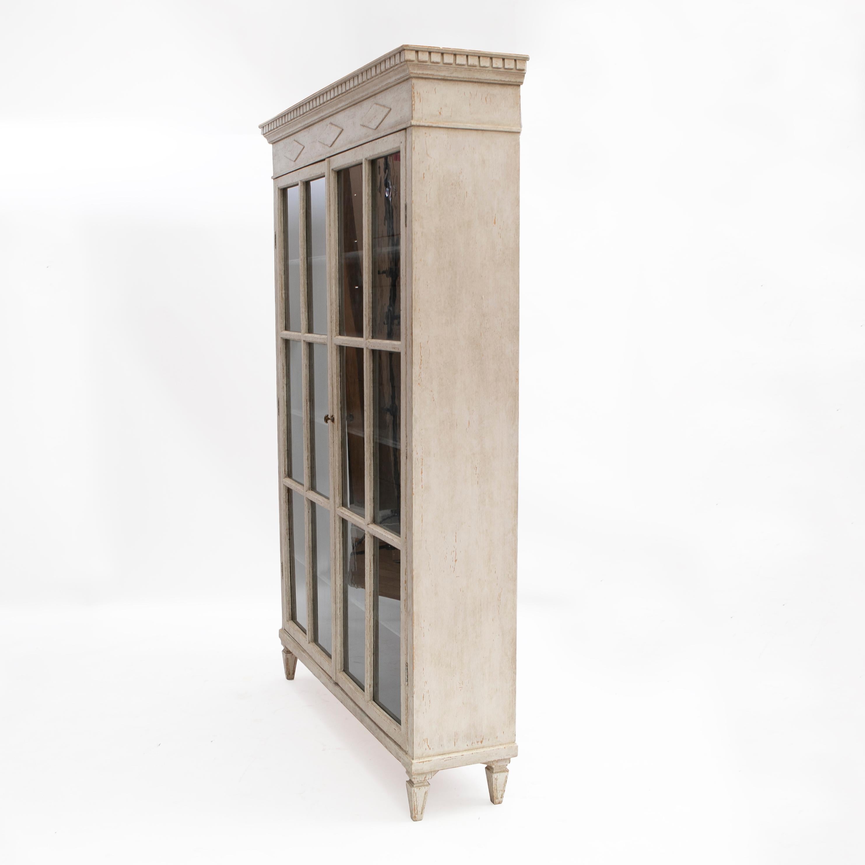 Gustavian Large Painted Antique Glazed Display Cabinet
