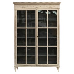 Large Painted Antique Glazed Display Cabinet