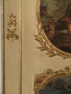 Large Painted Antique Louis XVI Style Trumeau Mirror, 19th Century