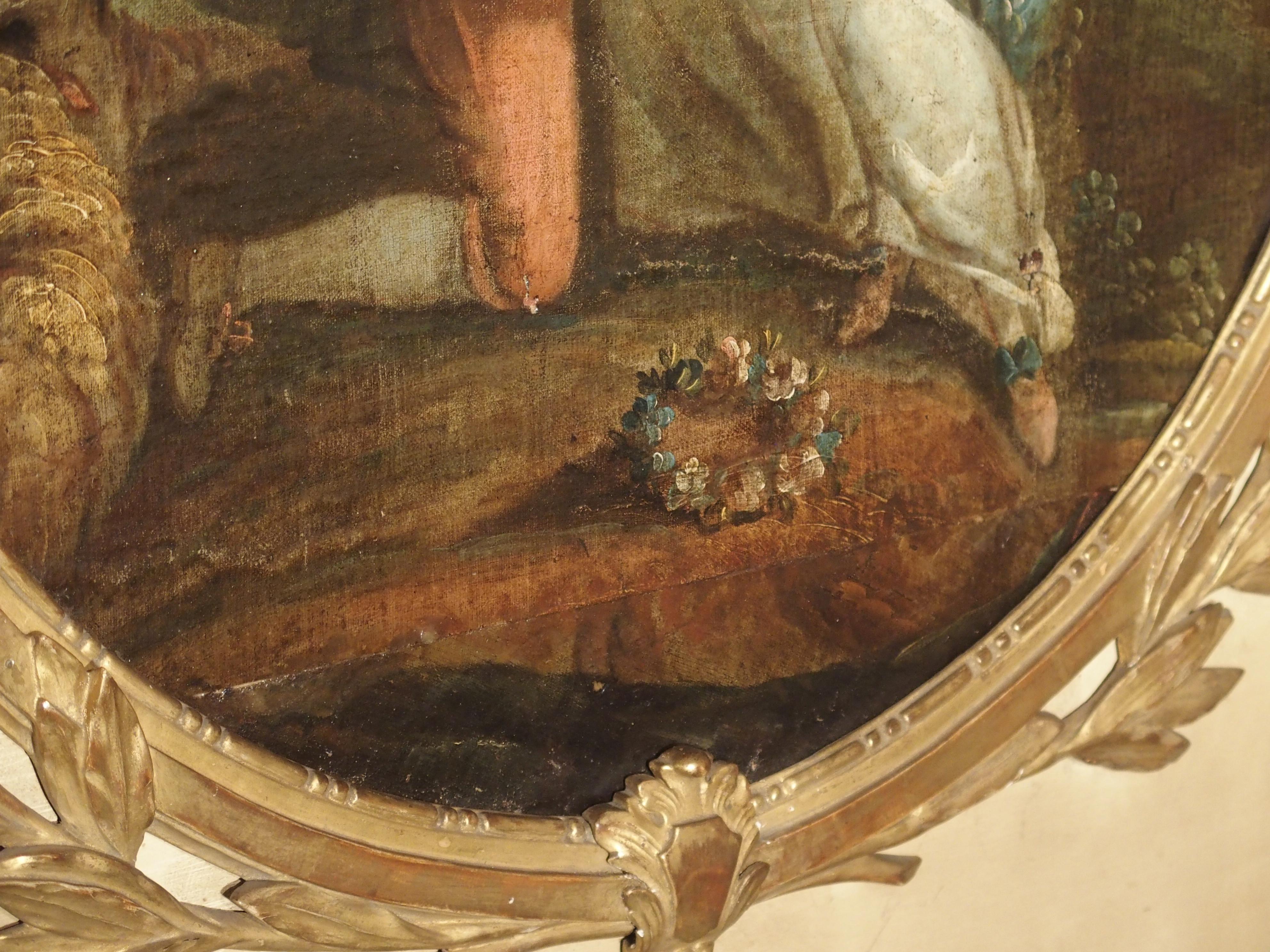 Large Painted Antique Louis XVI Style Trumeau Mirror, 19th Century 4