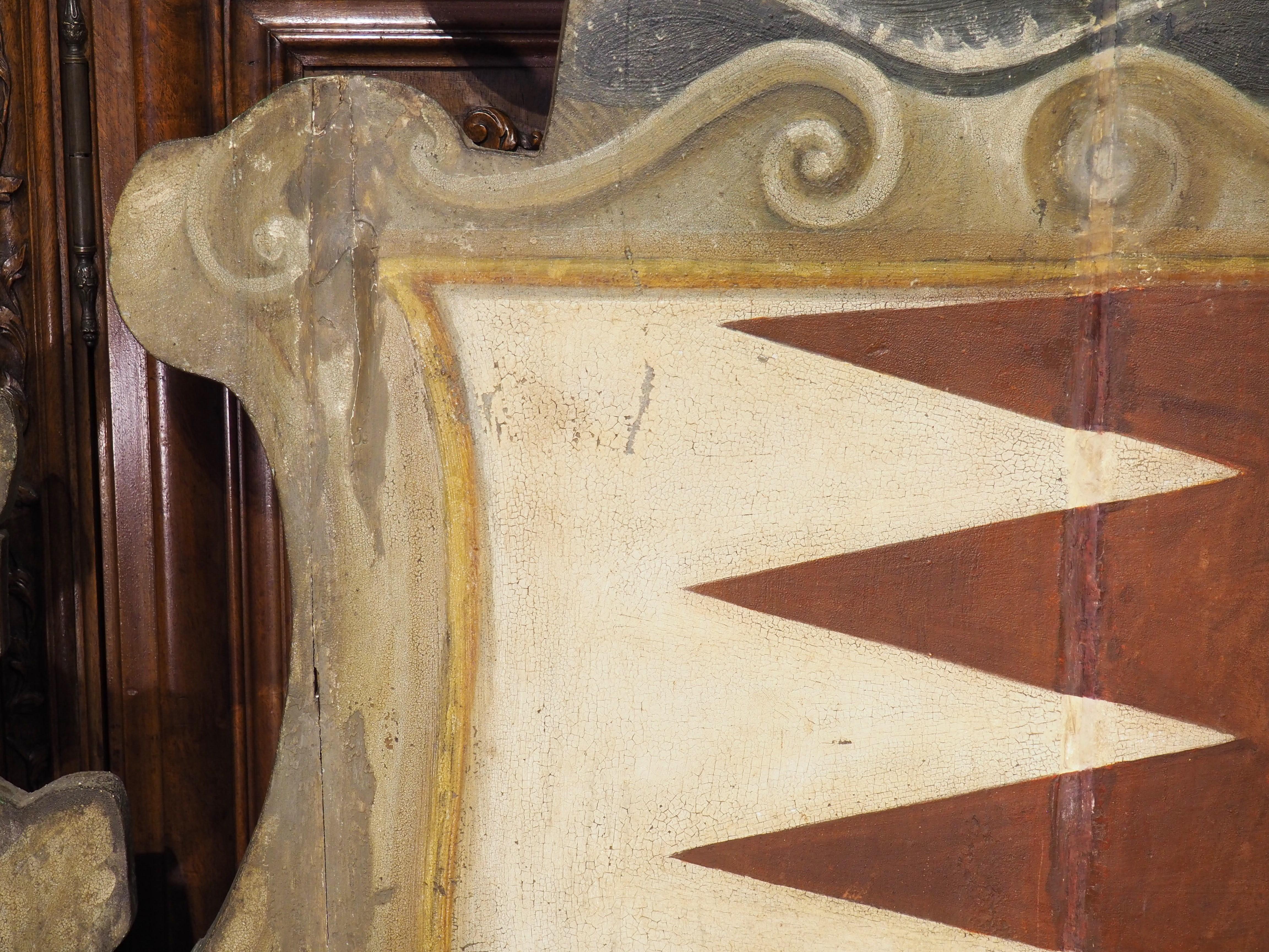 Großes bemaltes antikes toskanisches Kartuschenpaneel, 18. Jahrhundert (Holz) im Angebot