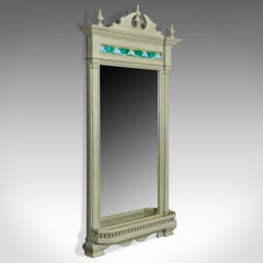 Large Painted Antique Wall Mirror, Victorian, Overmantel Pier, Tiles, circa 1890