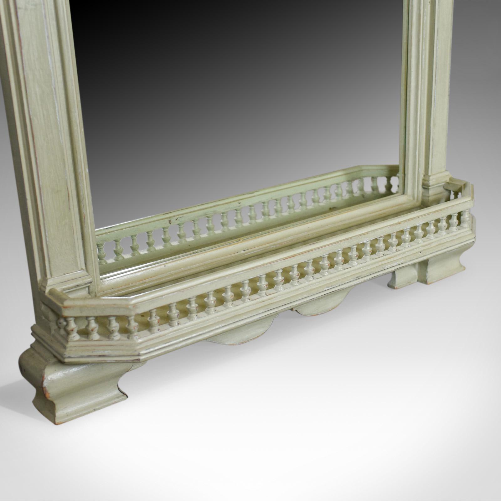 Oak Large Painted Antique Wall Mirror, Victorian, Overmantel Pier, Tiles, circa 1890 For Sale
