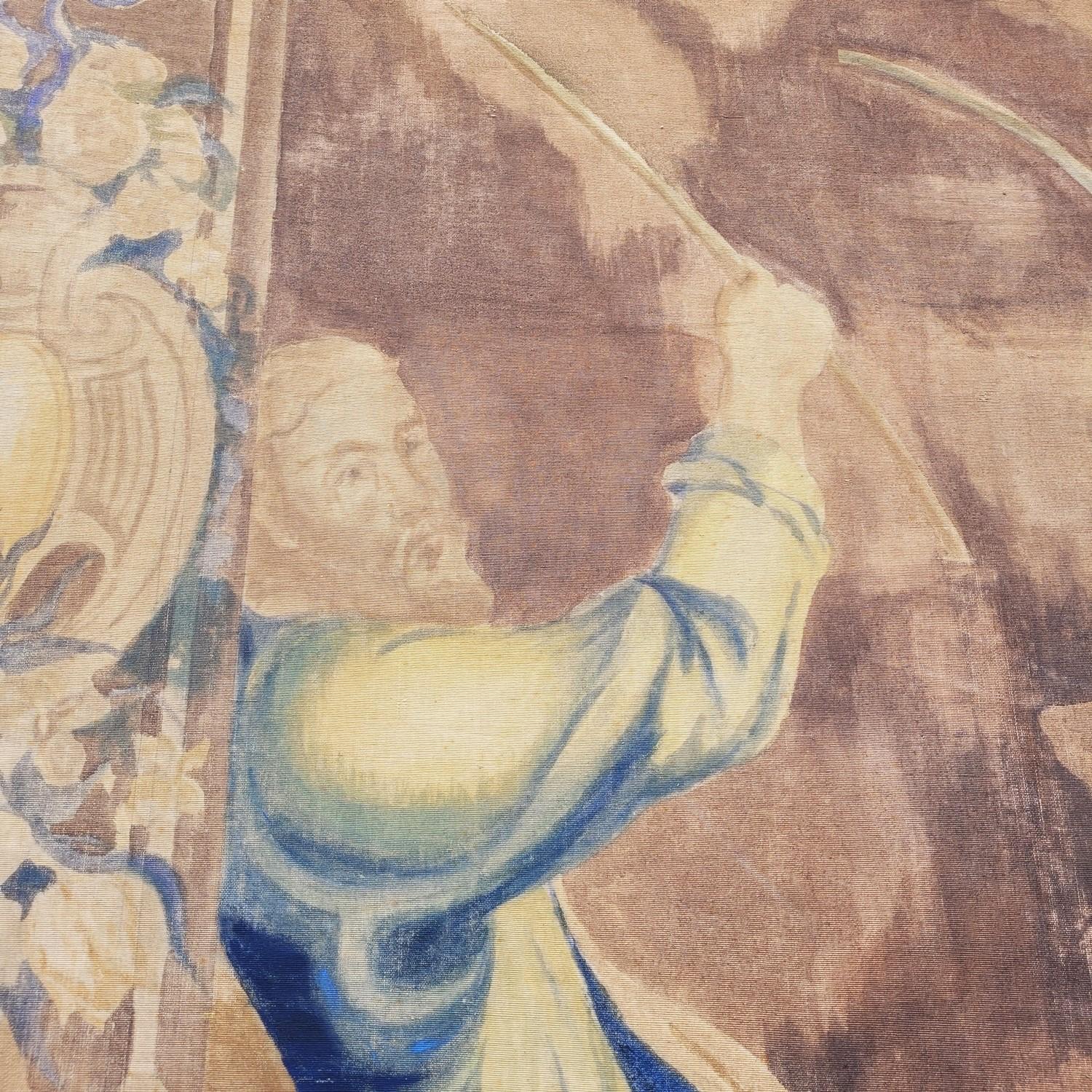 Large Painted Canvas, Figures At The Fountain, Late 19th Century im Angebot 3