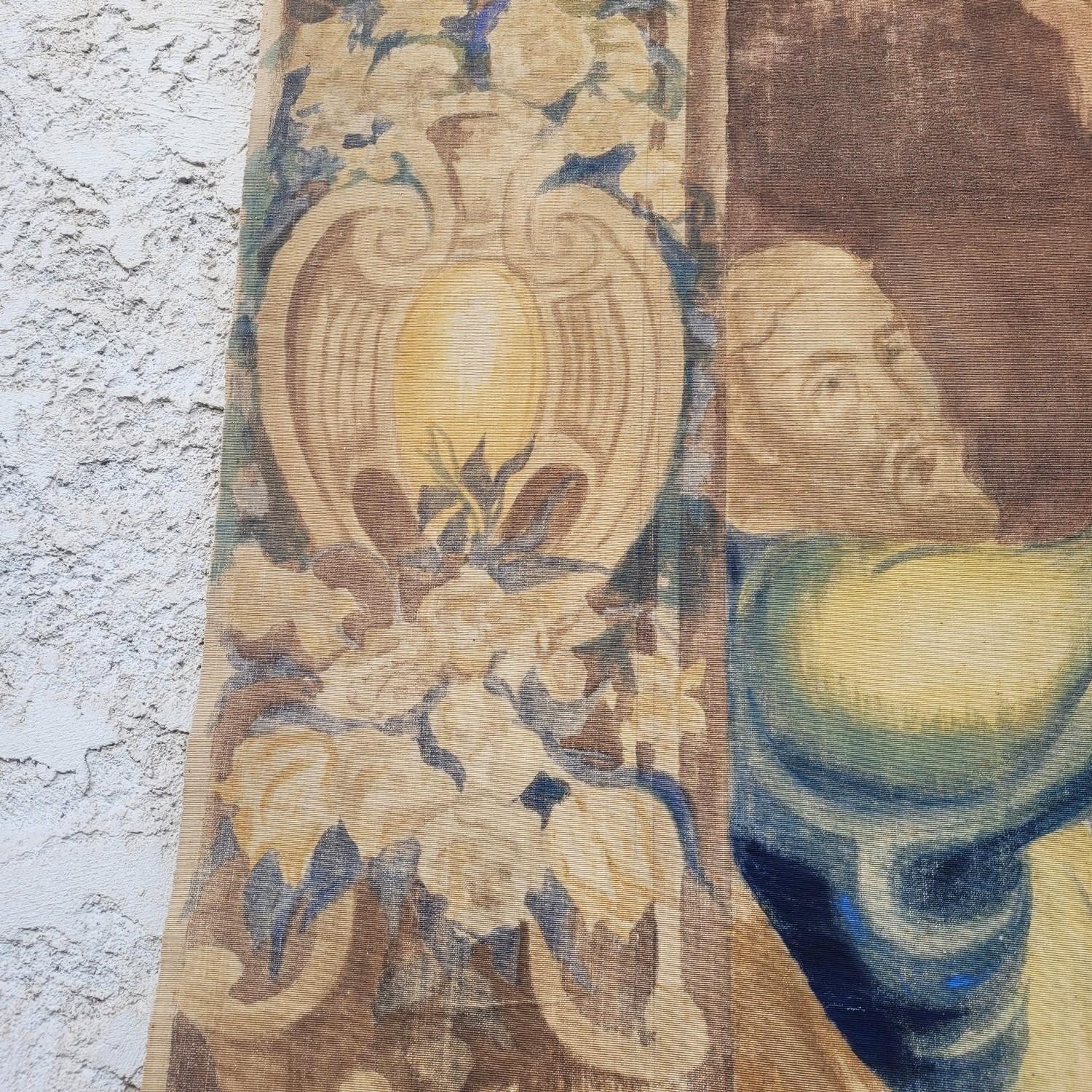 Large Painted Canvas, Figures At The Fountain, Late 19th Century im Angebot 4