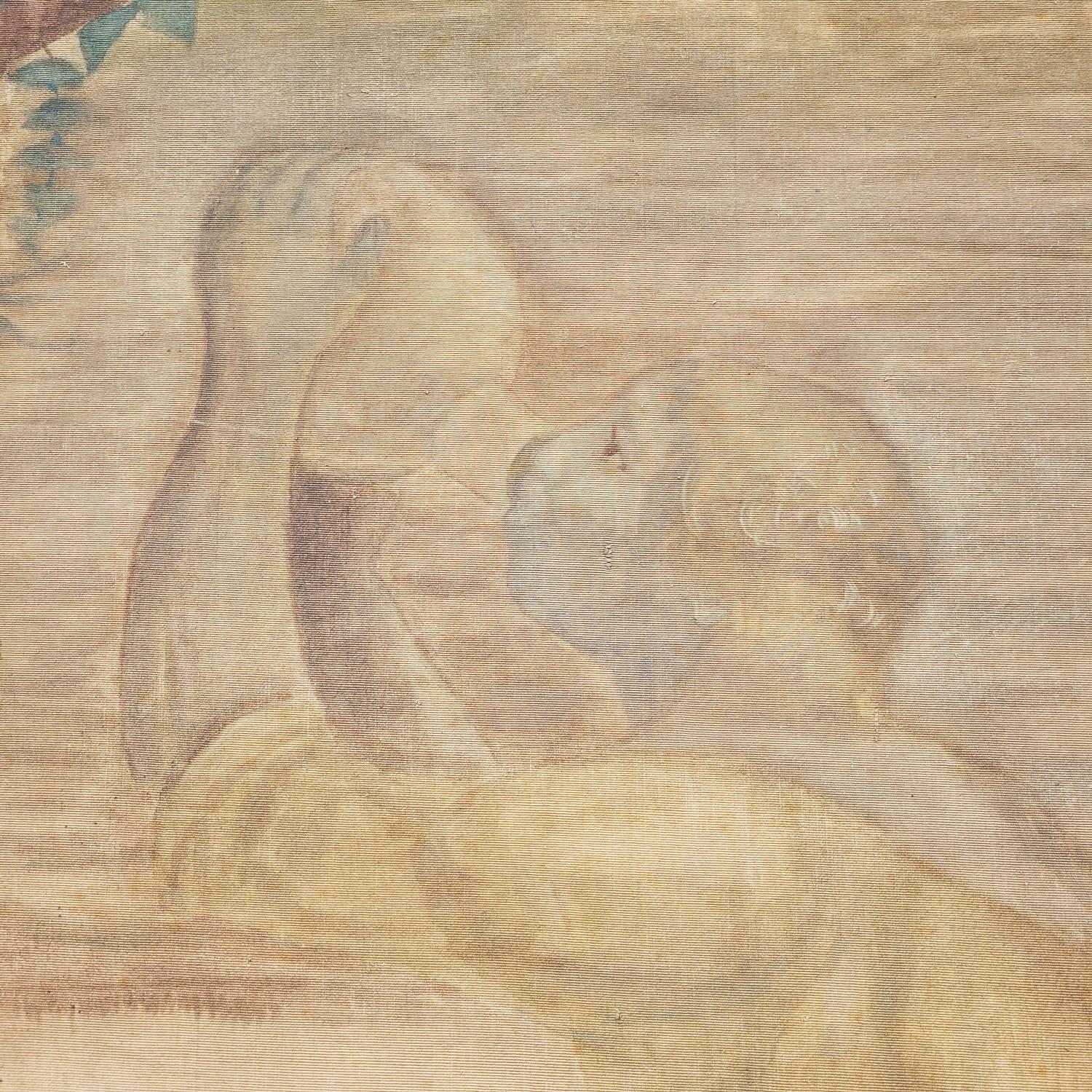 Large Painted Canvas, Figures At The Fountain, Late 19th Century im Angebot 6