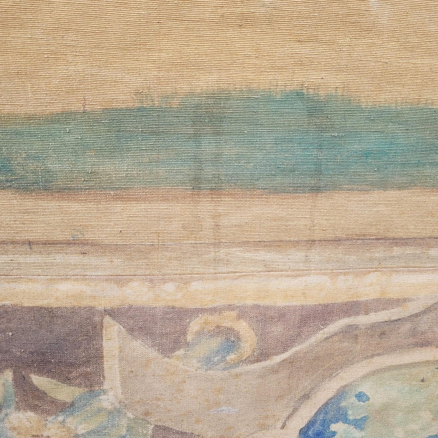 Large Painted Canvas, Figures At The Fountain, Late 19th Century im Angebot 8