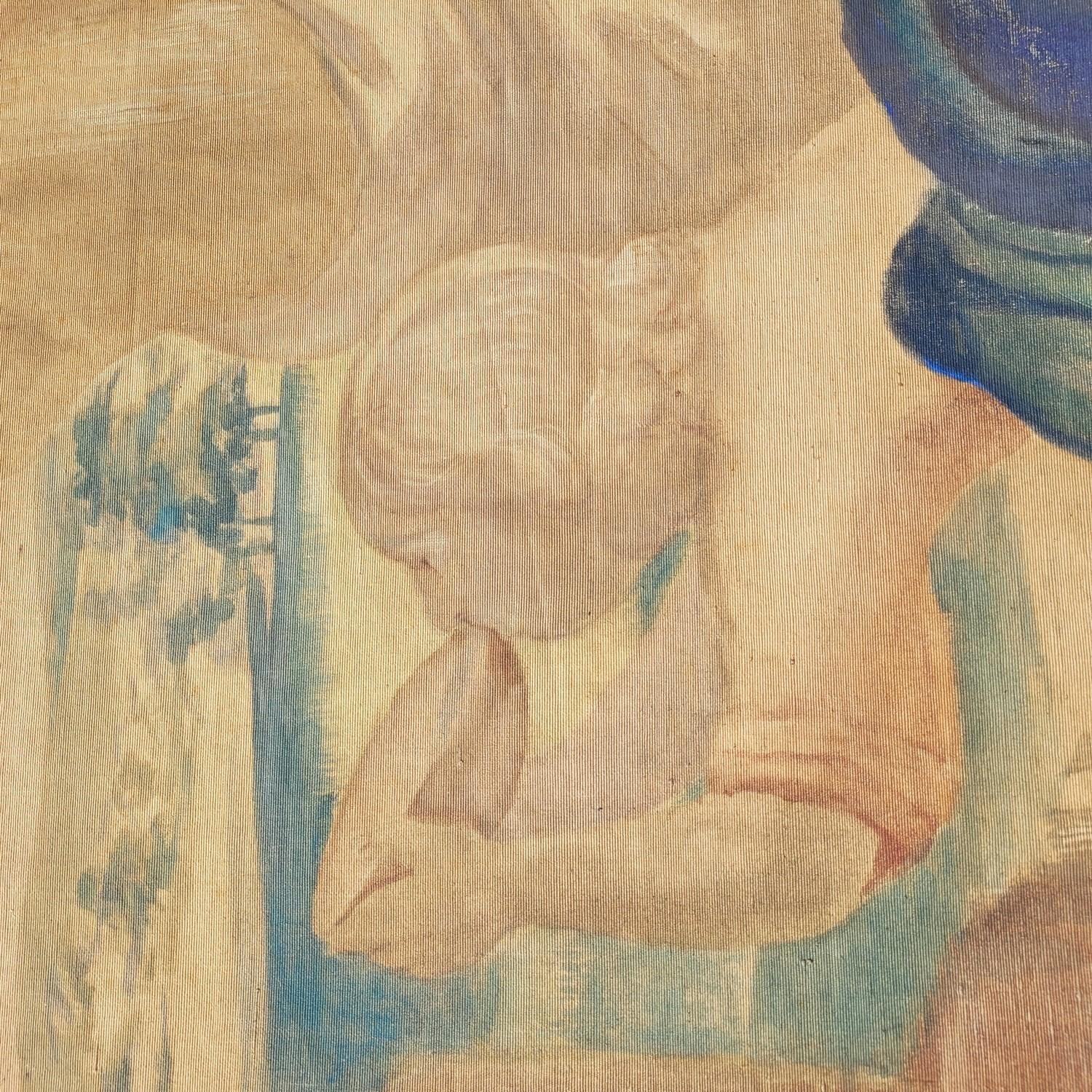 Large Painted Canvas, Figures At The Fountain, Late 19th Century im Angebot 9