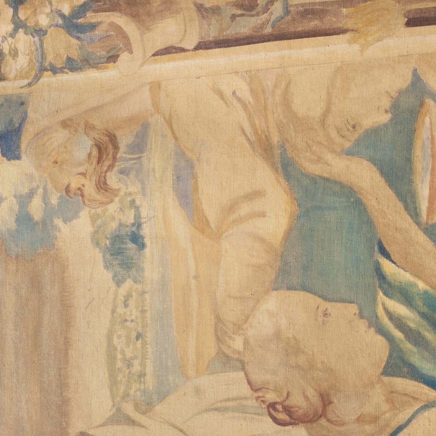 Large Painted Canvas, Figures At The Fountain, Late 19th Century im Angebot 11
