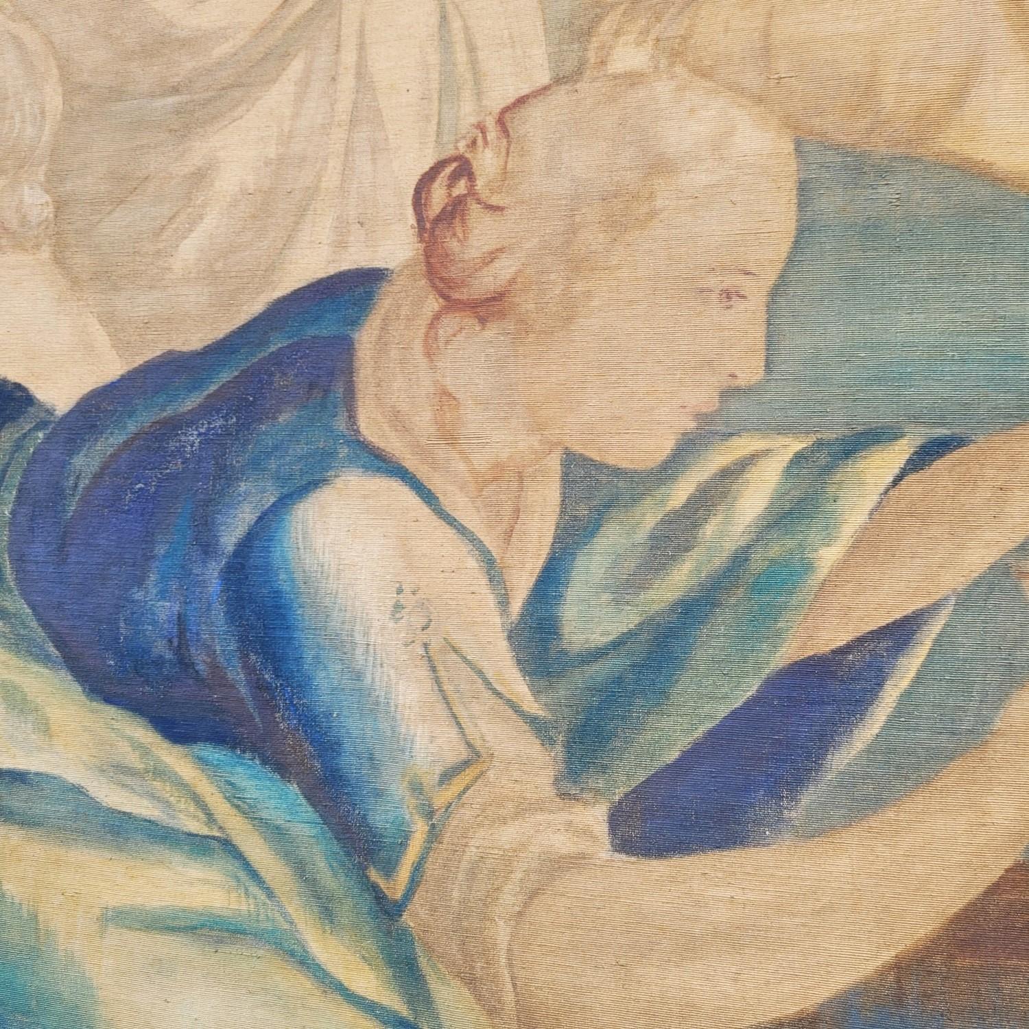 Large Painted Canvas, Figures At The Fountain, Late 19th Century (Gemalt) im Angebot