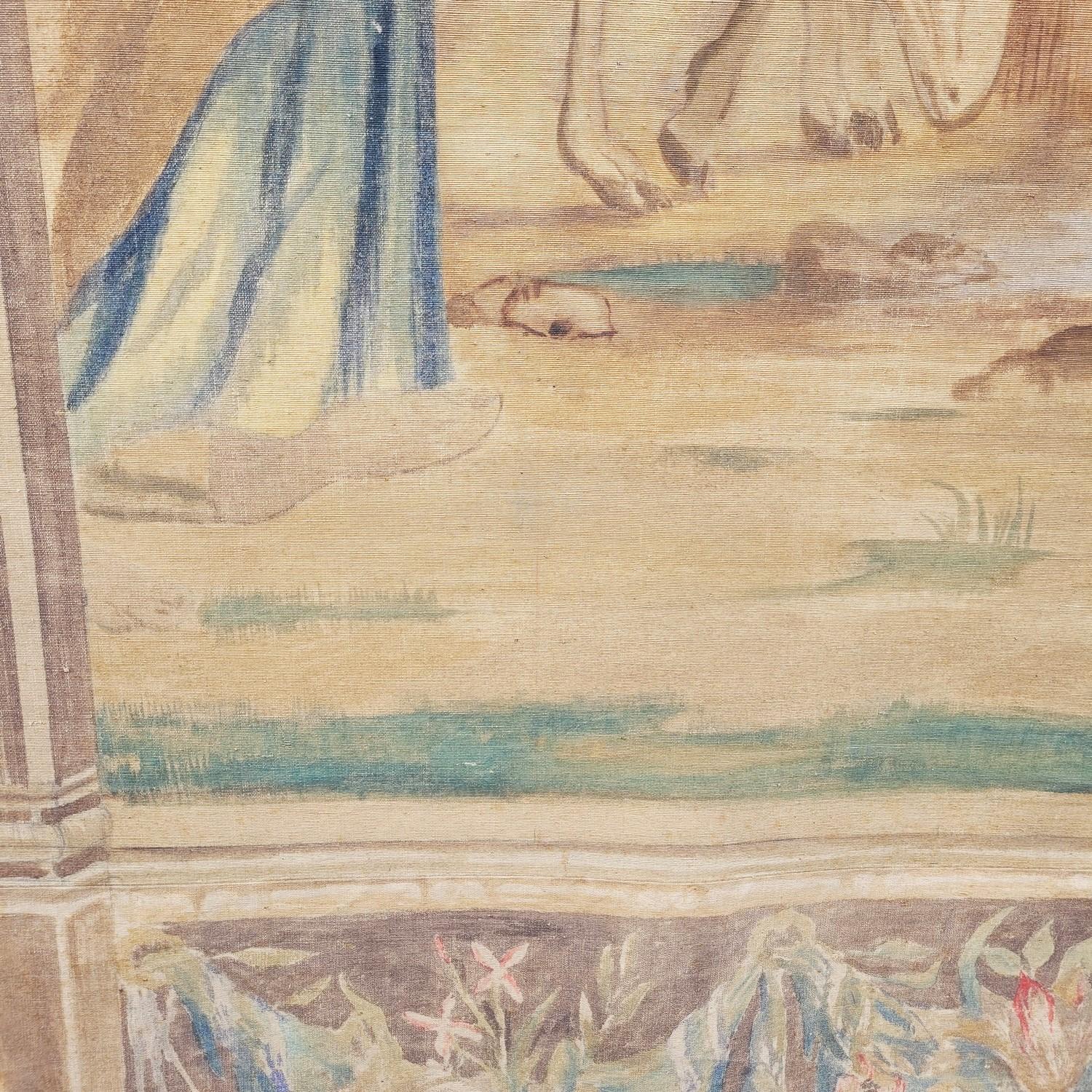 Large Painted Canvas, Figures At The Fountain, Late 19th Century im Angebot 1