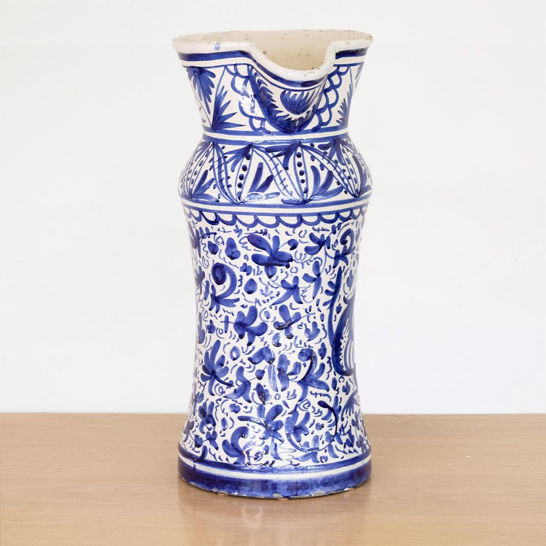 Large Painted Ceramic Pitcher  In Good Condition For Sale In Los Angeles, CA