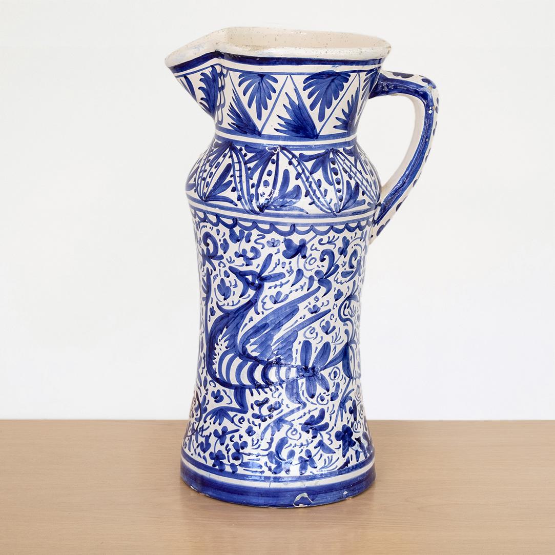 20th Century Large Painted Ceramic Pitcher  For Sale