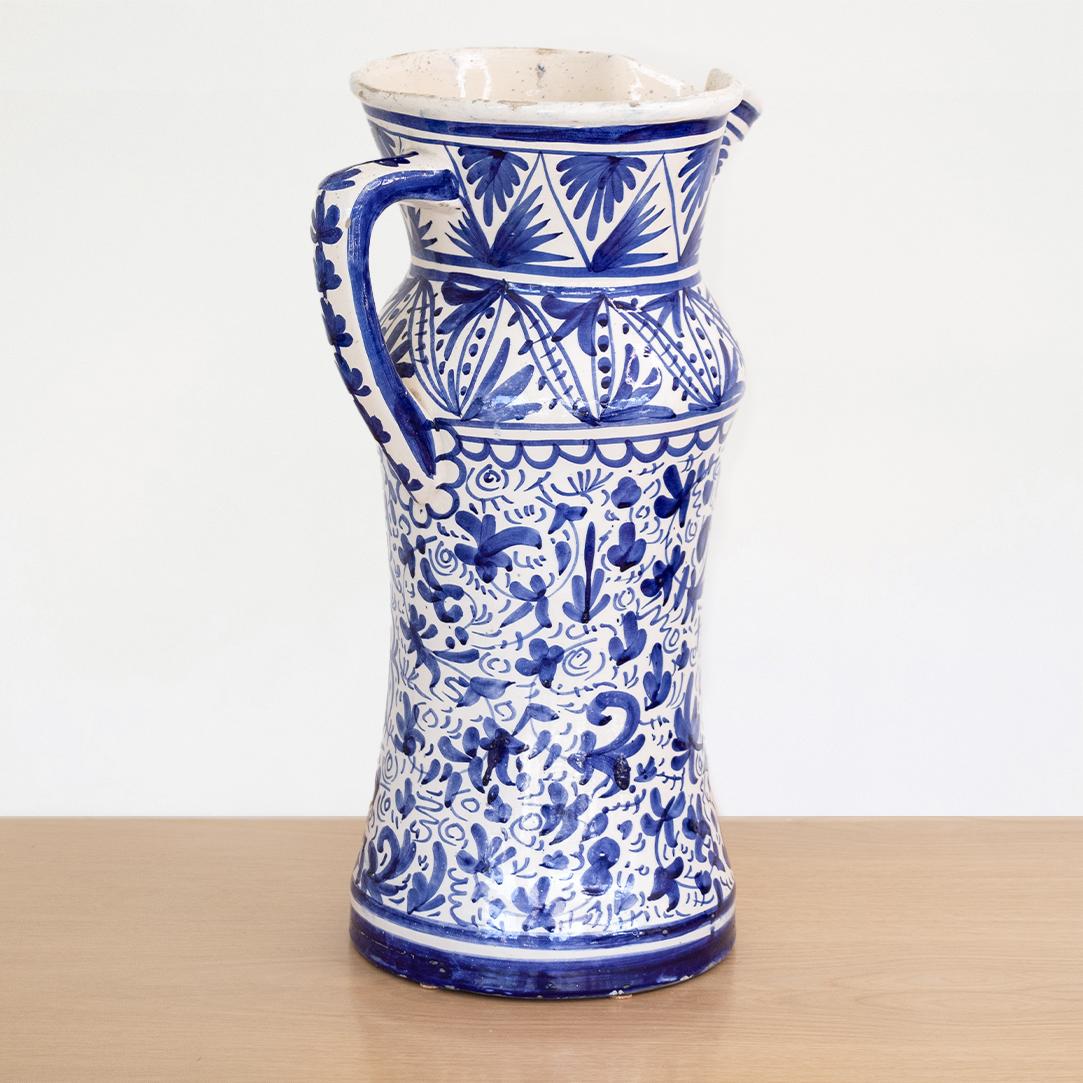 Large Painted Ceramic Pitcher  For Sale 1