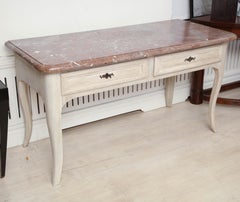 Large Painted Console Table with Original Marble Top, Early 19th Century, France