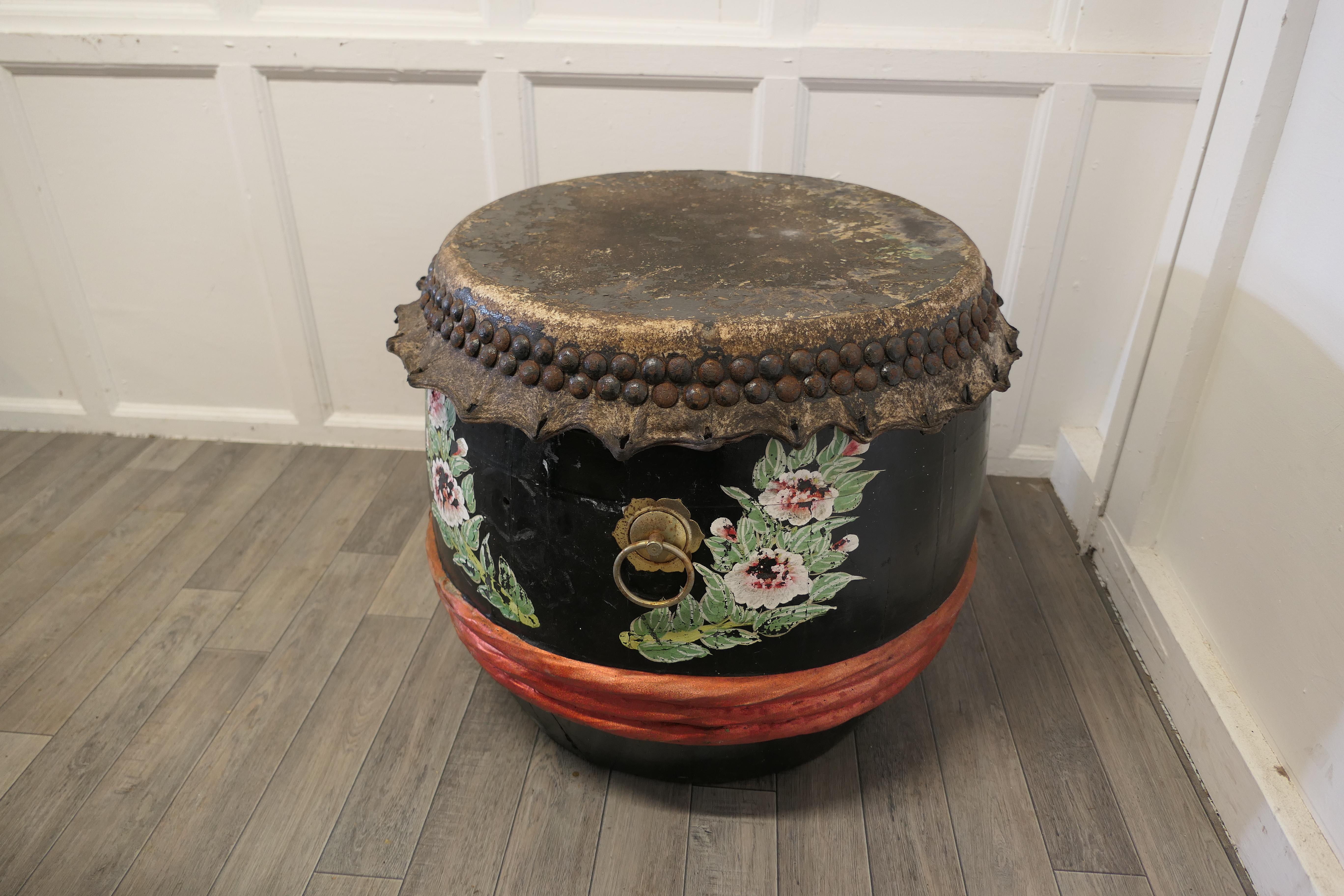 Large Painted Folk Art Drum This Is a Very Bright and Colourful Piece  For Sale 1