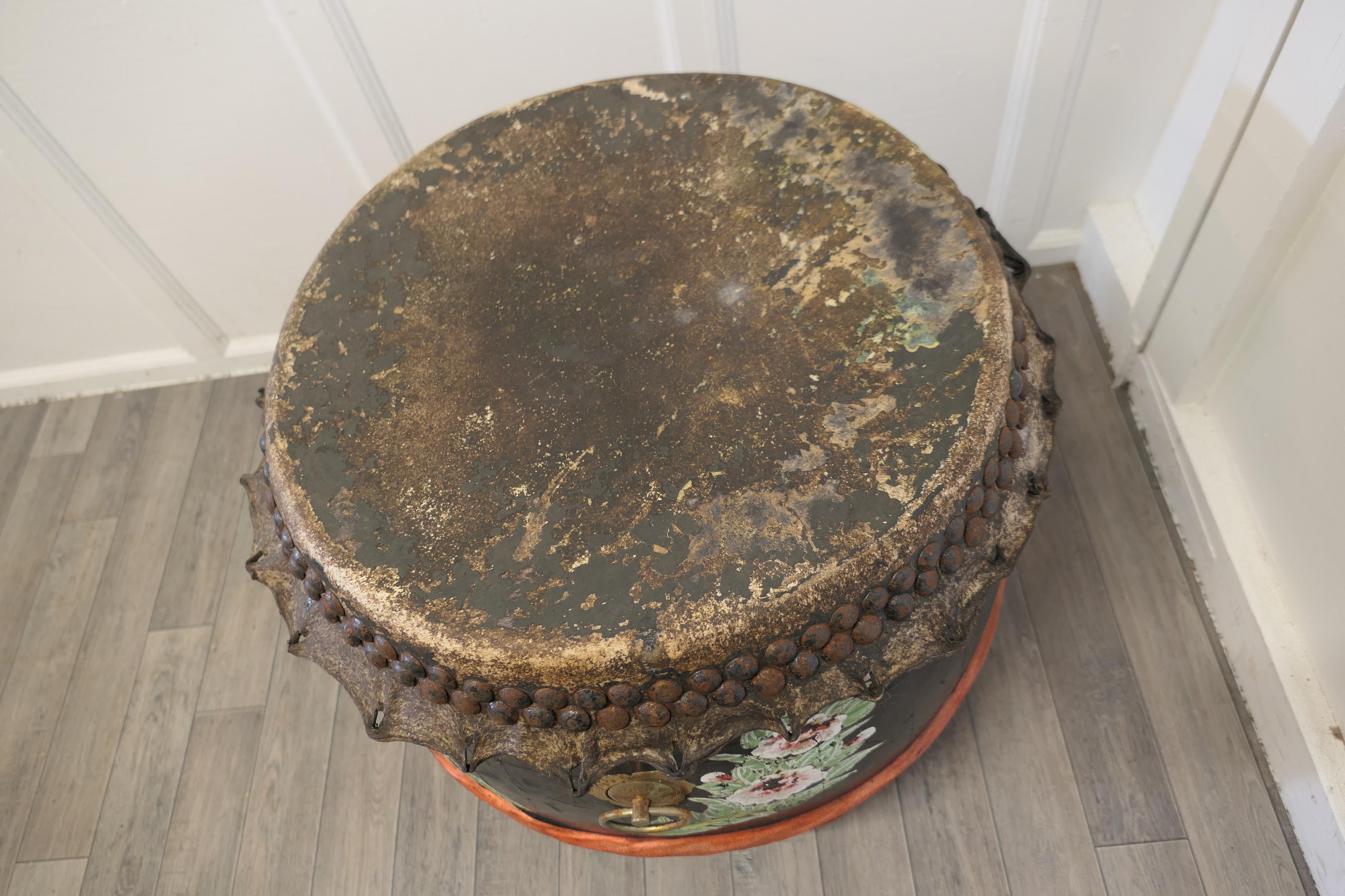 Large Painted Folk Art Drum This Is a Very Bright and Colourful Piece  For Sale 2