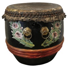 Large Painted Folk Art Drum This Is a Very Bright and Colourful Piece 