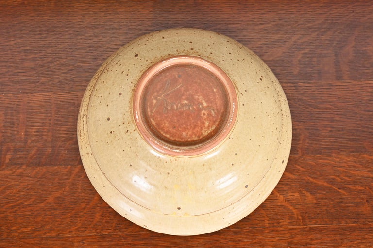 Large Painted Glazed Ceramic Studio Pottery Bowl For Sale at 1stDibs