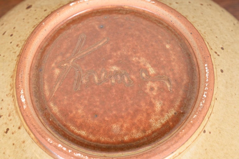 Large Painted Glazed Ceramic Studio Pottery Bowl For Sale at 1stDibs