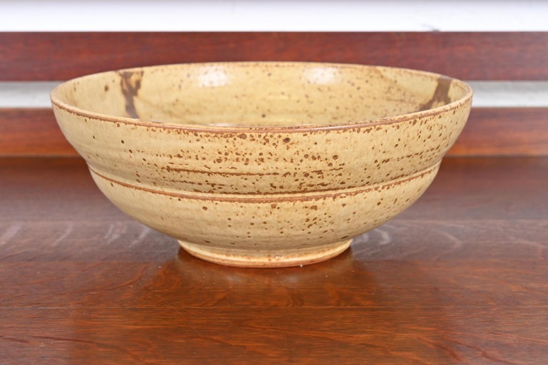 Large Painted Glazed Ceramic Studio Pottery Bowl For Sale at 1stDibs