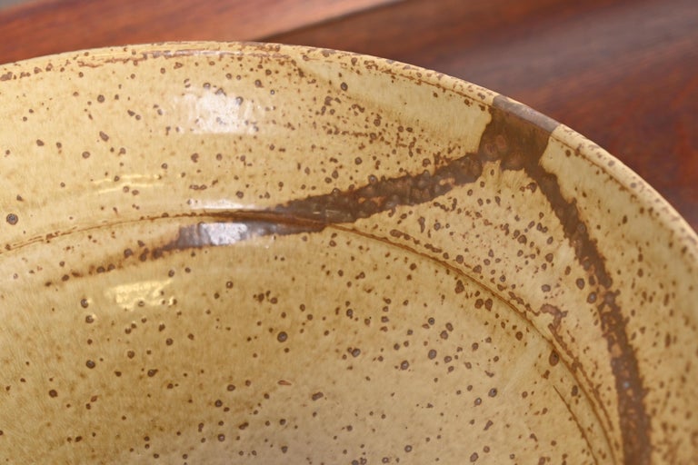 Large Painted Glazed Ceramic Studio Pottery Bowl For Sale at 1stDibs