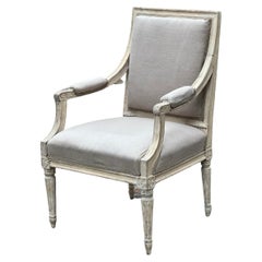 Antique Large Painted Gustavian Periode Armchair, Stockholm, Sweden, Late 18th Century