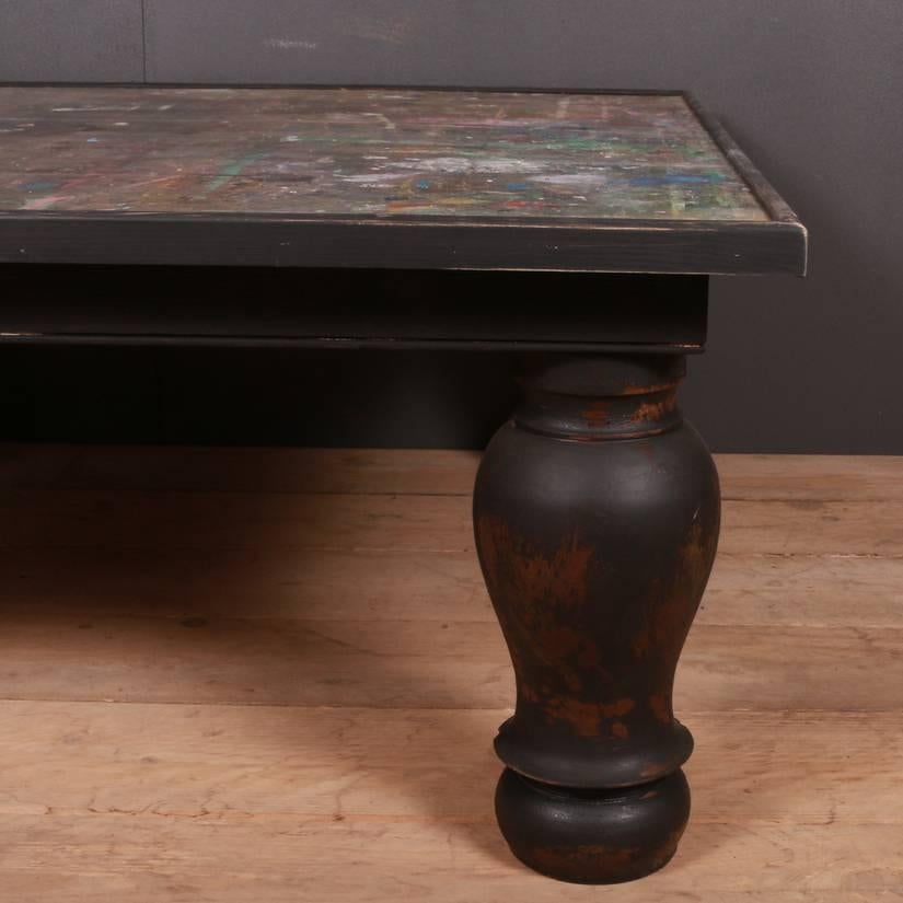 Large painted low table with an artist work table top. Made from old components.

Dimensions:
48 inches (122 cms) wide
48 inches (122 cms) deep
21 inches (53 cms) high.

 