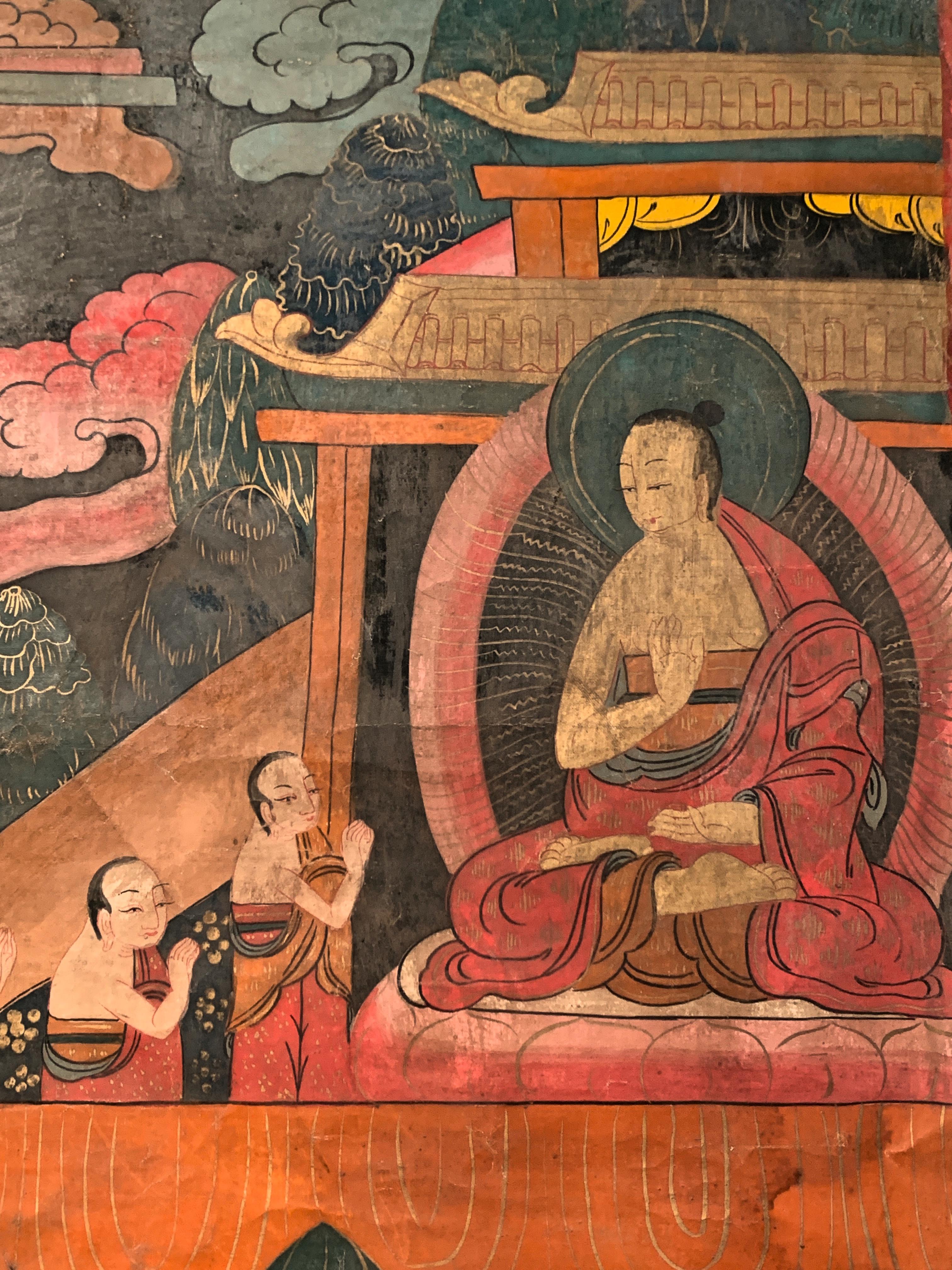 Large Painted Mahakala Thangka, Early 20th Century, Mongolia In Good Condition In Austin, TX