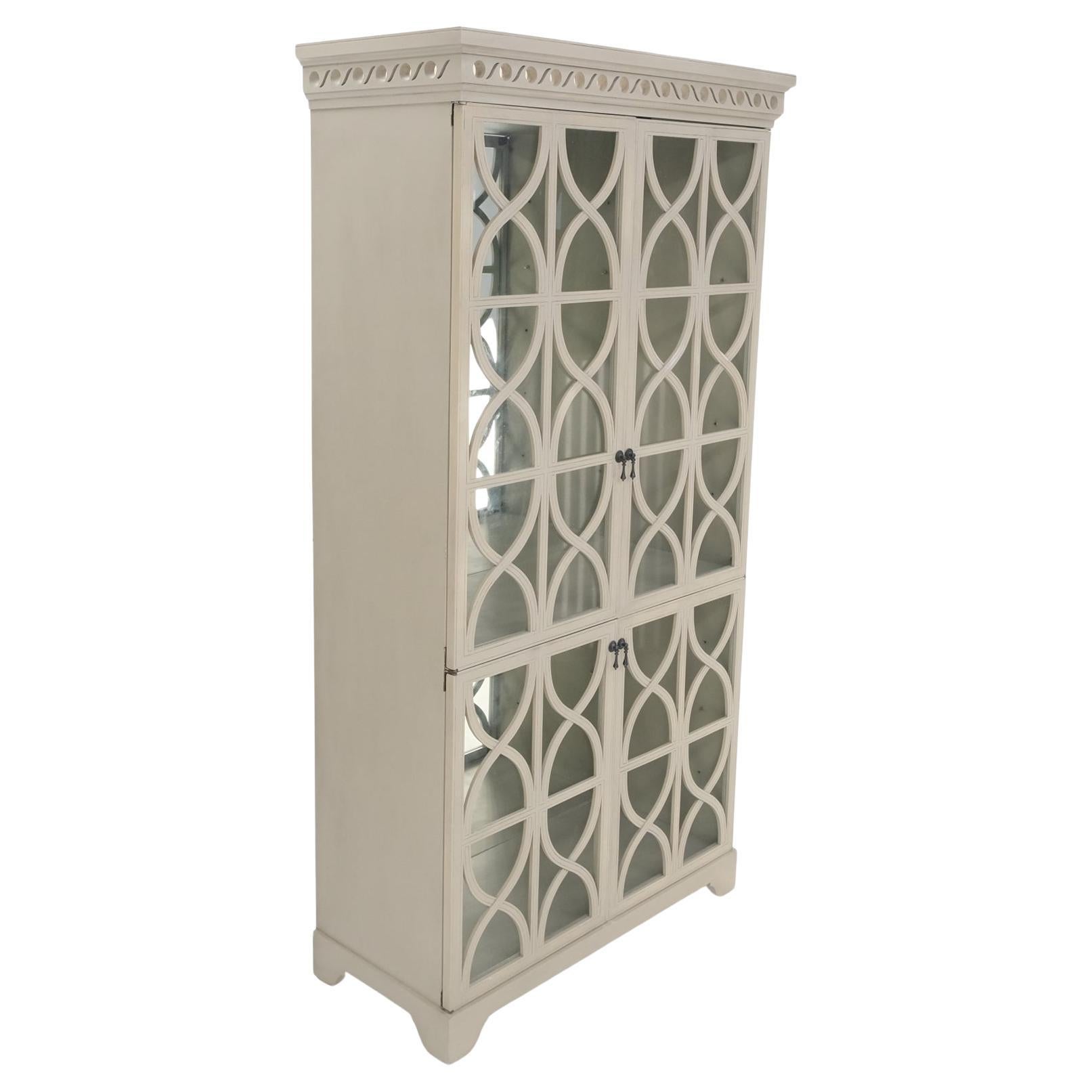 Large painted mirrored decorative double door cabinet cupboard vitrine.