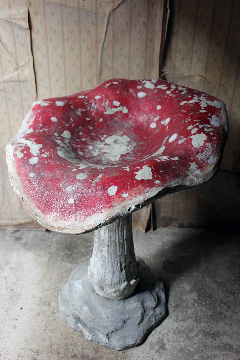 English Large Painted Plaster & Fibreglass Theatre Prop Model of a Fly Agaric Toadstool