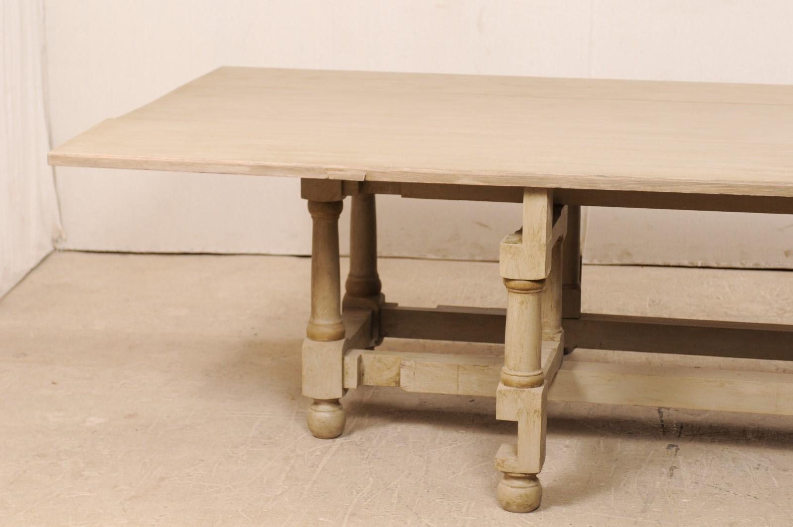 10.5 Ft. Painted Poplar Wood Gate-Leg Dining Table or Great Over-Sized Console  For Sale 3