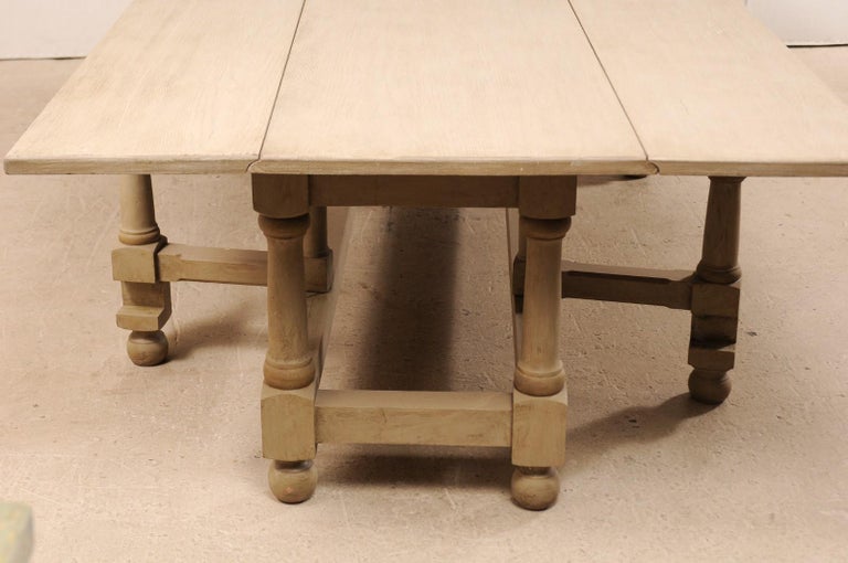 Large Painted Poplar Wood GateLeg Dining Table For Sale at 1stdibs